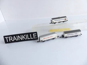 LOT 3 / MARKLIN MINI CLUB 1:220 ECHELLE Z / 3 WAGONS COUVERTS PUBLICITAIRES - Picture 1 of 3