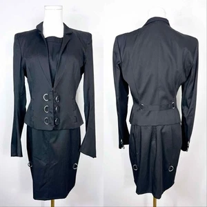 Conjunto de Vestido Chaqueta Versus Versace Vintage Para Mujer 2 Piezas Y2K Raro Negro Talla S - Imagen 1 de 15