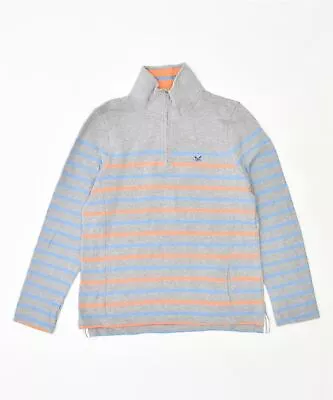 CREW CLOTHING Womens Zip Neck Sweatshirt Jumper UK 12 Medium Grey Cotton DY05 • 12.79€