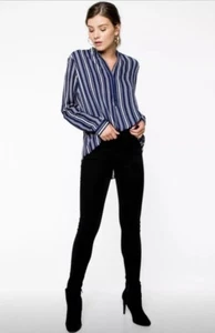 NEW EVERLY Striped Flowy Fit Blouse Tunic Long Sleeve Striped Navy size S - Picture 1 of 6