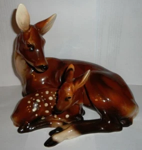 WIEN KERAMOS Kunst Keramik CHOCHOLKA Rehgruppe DEER Group MOTHER FAWN FIGURINE - Picture 1 of 6