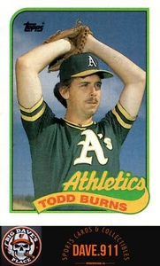 Todd Burns 1989 Topps #174 RC Oakland Athletics - Picture 1 of 2