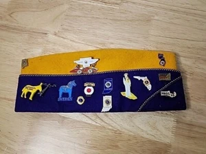 Lions Club International Vintage Filz lila und gelb Mitgliederhut mit 26 Pins - Bild 1 von 10
