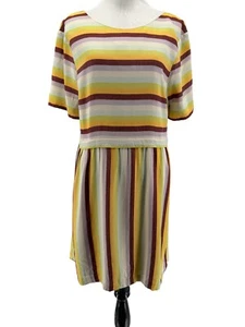 Madewell Women's Multi-Color Striped Scoop-Back Short Sleeve Dress Size 12 - Picture 1 of 6