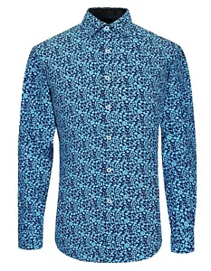 CAMISA CLÁSICA ELEGANTE PARA HOMBRE ESTAMPADO FLORAL SUAVE TELA SEDOSA MEMPHIS 1819 M155 - Imagen 1 de 5