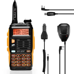 Baofeng GT-3TP MarkIII 1/4/8W 2m/70cm Band VHF UHF Transceiver + Speaker & Cable - Picture 1 of 8