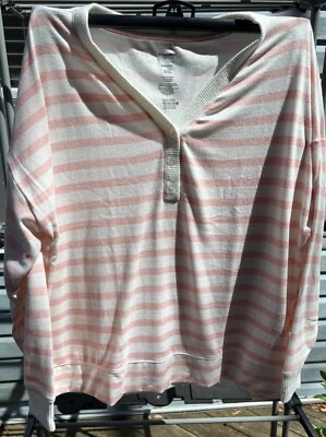 Nuevo con etiquetas Conjunto de pijama de punto corto Sonoma para mujer 2 piezas talla 2X rayas rosa/blanco Foto 1 de 4