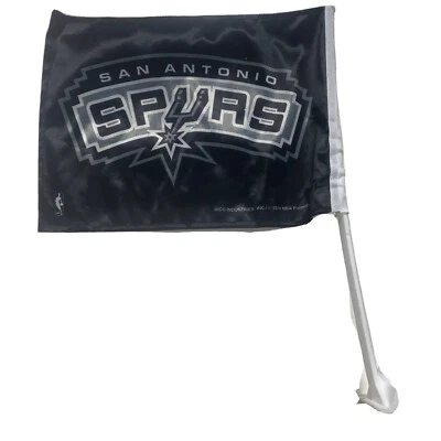 San Antonio Spurs NBA Car Window Flag With Attachment Mount Pole Rico IND Black - Image 1 of 4