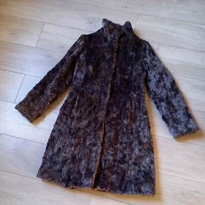 Principles Grey Textured Faux Fur Coat Pockets Evening Prom Vintage Style UK10 - Image 1 of 4