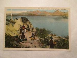 Arizona Postcard Apache Indians Roosevelt Lake AZ - Picture 1 of 2