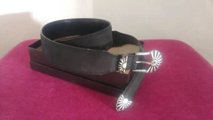 Sillems Sillem's Damengürtel 85 cm Sterling Silber feiner Leder Gürtel - Bild 1 von 7