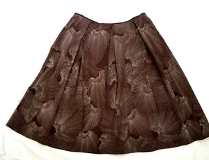 TSE Silk Skirt Brown Fully Lined Size 8 Floral Embroidered Pockets - Picture 1 of 19