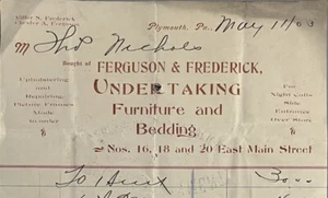Vintage Billhead Plymouth Pennsylvania Ferguson Frederick Undertakers 1903 - Picture 1 of 3