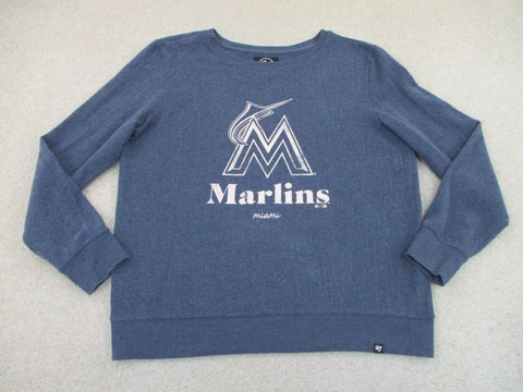 Miami Marlins Sweater Women Large Blue Florida Baseball MLB Sweatshirt Ladies Cover