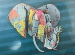Karma Living Puzzle 3D Elephant Face Map Print Made in India 9.5” x 6.5” x 5” - Picture 1 of 3