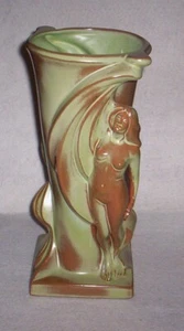 Gerald Smith  Vase with Nudes  by Frankoma Pottery Prairie Green #536 LE - Picture 1 of 4