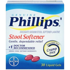 Phillips' Stool Softener ( Docusate Sodium ) 30 Liquid Gels __ - Picture 1 of 1
