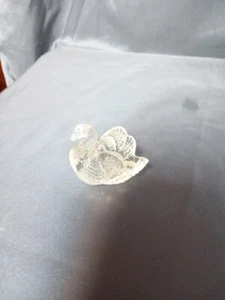 OPEN SALT CELLAR - SWAN SHAPE - RUFFLED FEATHERS - CLEAR - - Picture 1 of 7