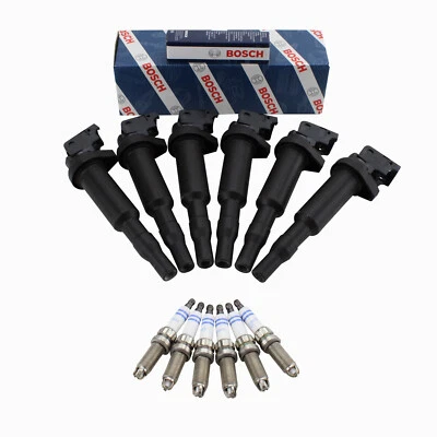 For BMW e60 535i e90 335i f02 740Li e89 z4 6x Spark Plug+Ignition Coil Bosch - Image 1 of 3