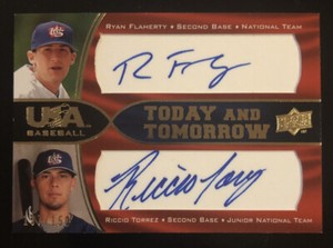 2008 USA Baseball Today and Tomorrow Blue Ryan Flaherty Riccio Torrez Auto/150