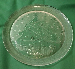 Pasari 13" Clear Glass Cookie Serving Platter Christmas Tree Under The Stars - Picture 1 of 5