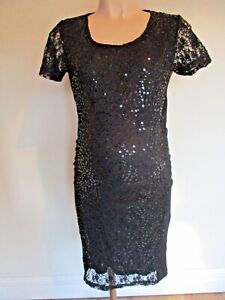 MAMALICIOUS MATERNITY BLACK SEQUIN PARTY OCCASION DRESS SIZE 8 10 12 MLSTELA