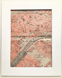 CENTRAL PARIS CITY Plan FRANCE - 1913 Mounted Antique Map - Picture 1 of 1