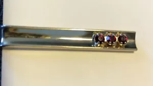 Vintage Krawattenklammer Granat rot Strass goldfarben C24 - Bild 1 von 3