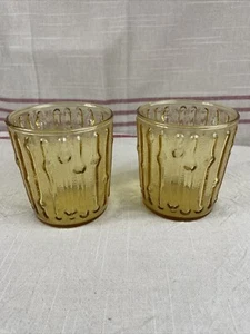 VTG Anchor Hocking Tahiti Honey Gold Glasses Set of 2 1960's RETRO MCM - Picture 1 of 13
