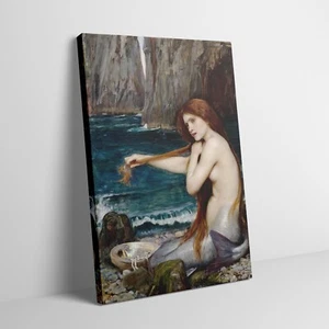 A Mermaid, 1900 John William Waterhouse, Canvas Wrap Wall Art Print - Picture 1 of 4