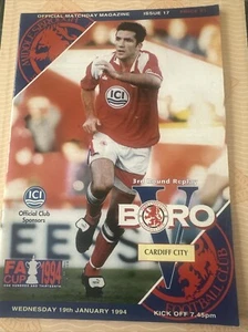 1994 Middlesbrough V Cardiff City Soccer/football Programme - Picture 1 of 3