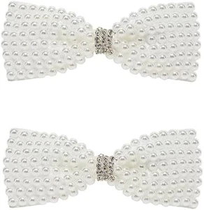 2 Pcs White Pearl Hair Bows Elegant Accessories for Girls Weddings Everyday Wear - Picture 1 of 51