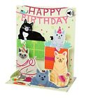 Up With Paper Pop-Up Sight 'N Sound Greeting Card - Feline Birthday, green, 