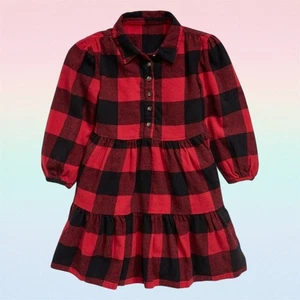 Old Navy Kleinkind Mädchen Langarm Stufen Flanell Hemd Kleid Büffel Größe 2T - Bild 1 von 1