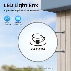 Letrero redondo de caja de luz LED letrero de negocios iluminado al aire libre de doble cara【 24''】 - Imagen 1 de 20