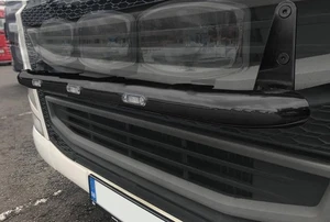 Black Stainless Steel Grill Bar + WhiteLEDs For Volvo FM5 2021+ Front Tube Truck - Picture 1 of 4