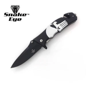 Snake Eye Skull Spring Assisted Folding Knife - Picture 1 of 4
