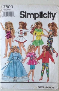 Simplicity 7600 Vintage 10" Skipper Fashion Doll Clothes Sewing Pattern FF - Picture 1 of 1
