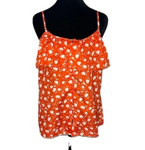 Attention Ladies Y2K Orange White Ruffle Top Spaghetti Strap Halter Size Small - Picture 1 of 12