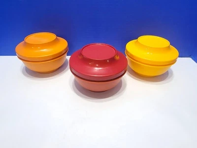Juego de 3 cuencos vintage para sellar y servir Tupperware con tapas Foto 1 de 4