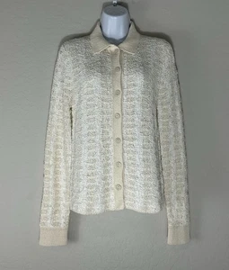Vince Women's Geometric Cardigan. NWT $495 Off White Sweater. Size M Women - Picture 1 of 9