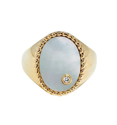 Yvonne Leon 图章戒指 尺寸 6 珍珠母 黄金 — 第 1/4 张图片