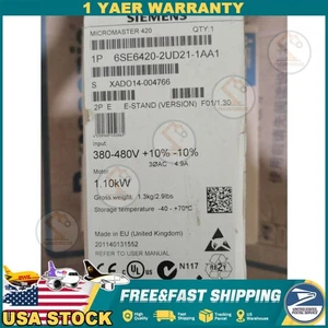 New Siemens 6SE6420-2UD21-1AA1 6SE6 420-2UD21-1AA1 MICROMASTER420 without filter - Picture 1 of 2