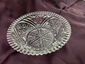 Vintage Stars and Bars 8” Round Clear Glass Serving Bowl - Picture 1 of 5