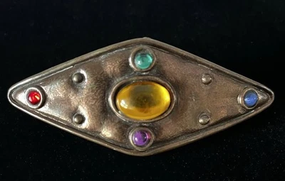 Vintage Lightweight Plaster / Plastic Gold Tone Barrette Hair Clip w/ Beads - Image 1 of 4