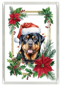 ROTTWEILER CHRISTMAS HAT DOG NOVELTY FRIDGE MAGNET GREAT GIFT - Picture 1 of 1