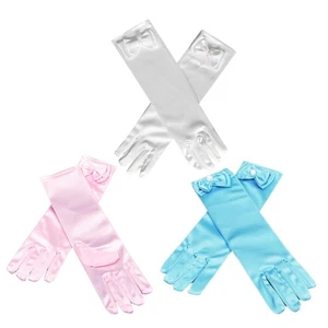 1 Juego de 3 Pares Niñas Guantes de Vestir de Satén Boda Arco Fiesta Guantes para Niños - Imagen 1 de 12