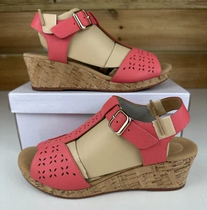Hotter Martinique Keilsandaletten koralle gelocht Leder Kork Gr. 6 UK 39 EU - Bild 1 von 17