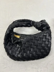 Handbag Women Small Black Woven Knot Tote 797 - Picture 1 of 5