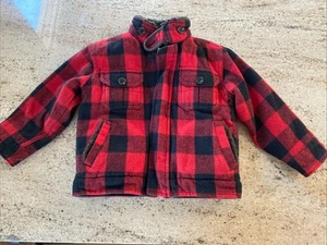 Gap Boys L/S Buffalo Plaid Sherpa Lined, Zip Pockets Jacket Red Size S - Picture 1 of 7